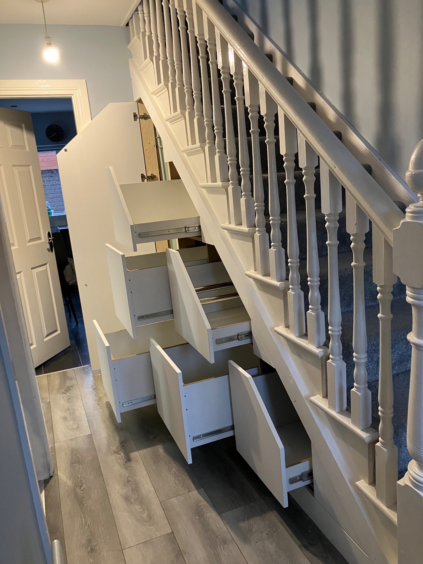 After: 6 drawer unit under these stairs in Ballymena