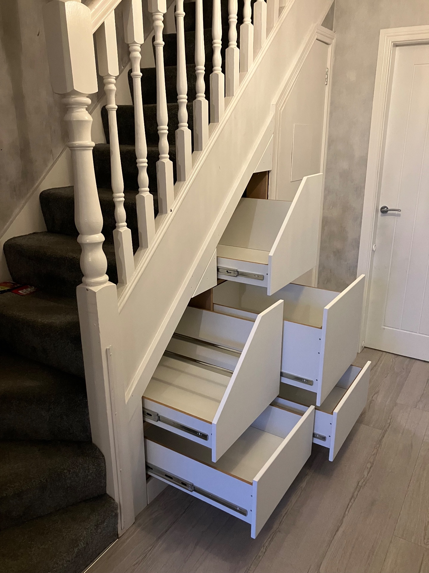 After: 5 drawer unit installed, creating a much more functional storage space.